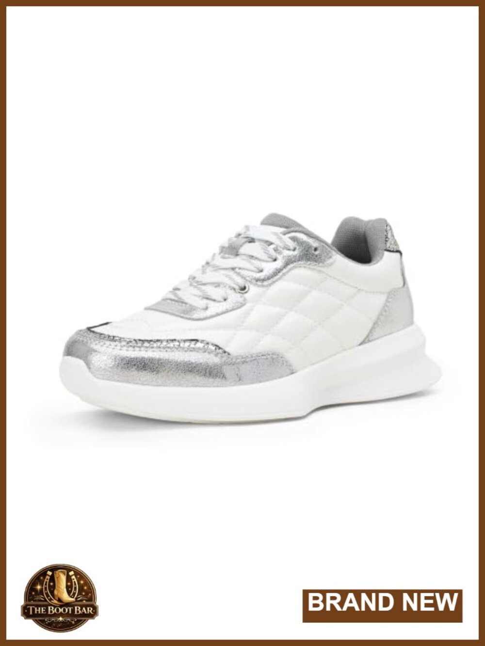 Women's Quilted Platform Sneakers Memory Foam Lace-Up Walking Shoe